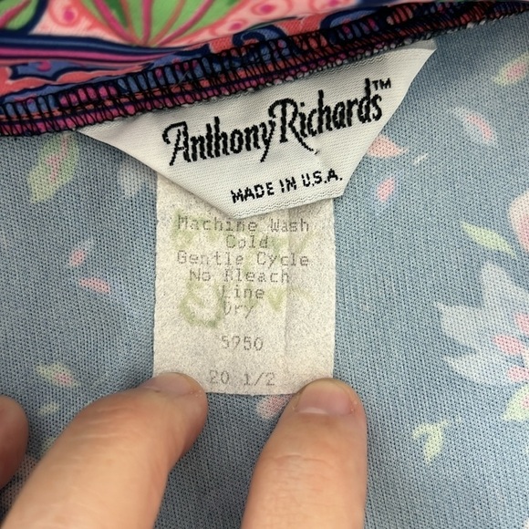 Vintage Anthony Richards Poly Long Sleeve Volup Floral Dress - Picture 10 of 10